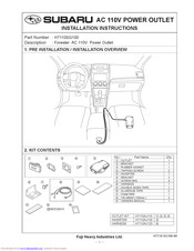 Subaru Forester AC 110V Power Outlet Installation Instructions Manual