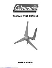 Coleman 600 Watt WIND TURBINE User Manual