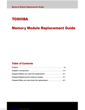 Toshiba Memory Module Replacement Manual