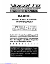 VocoPro DA-809G Owner's Manual