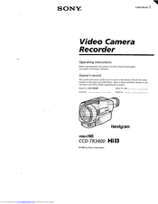Sony Handycam CCD-TR3400 Operating Instructions Manual