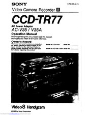 Sony Handycam CCD-TR77 Operation Manual