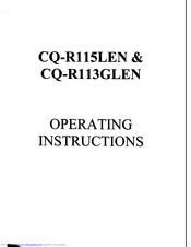 Panasonic CQ-R113GLEN Operating Instructions Manual