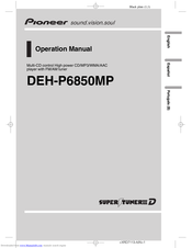 Pioneer DEH-P6850MP Operation Manual