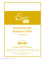 Baby Lock Quest PLUS BLQ2-PL Instruction And Reference Manual