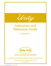 Baby Lock Unity BLTY Instruction And Reference Manual
