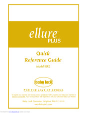 Baby Lock Ellure PLUS BLR3 Quick Reference Manual