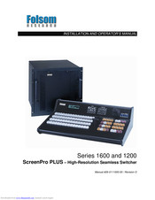 FOLSOM ScreenPro PLUS 1200 SERIES Installation And Operator's Manual