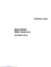 Vauxhall 2013 Antara Owner's Manual