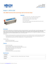 Tripp Lite APS2012SW Features And Specifications