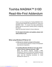 Toshiba MAGNIA 510D Read-Me-First Addendum