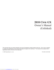 HONDA Civic GX 2010 Owner's Manual