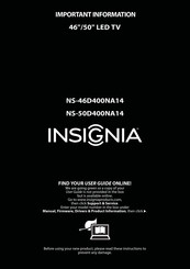 Insignia NS-46D400NA14 Important Information Manual
