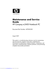 HP Compaq nc2400 Maintenance And Service Manual