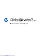 HP EliteBook 8540P Maintenance And Service Manual