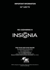 Insignia NS-55D440NA14 Important Information Manual