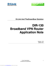 D-Link DIR-130 - Broadband VPN Router Application Note