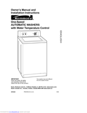 Kenmore Kenmore One-Speed Automatic Wa Owner's Manual & Installation Instructions