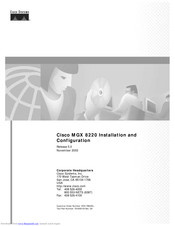 Cisco MGX 8220 Installation And Configuration Manual