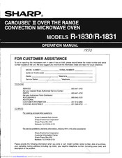 Sharp Carousel II R-1830 Operation Manual