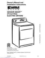 KENMORE 27-INCH WIDE ELECTRIC DRYERS Owner's Manual And Installation Instructions