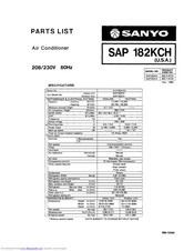 Sanyo SAP182KCH Specification