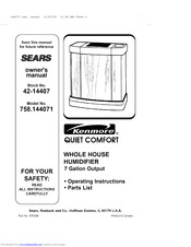 Kenmore Sears 758.144071 Quiet comfort Owner's Manual