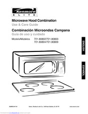 KENMORE Microwave hood combination 721.80802 Use And Care Manual