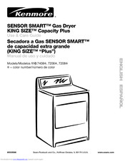 KENMORE Sensor smart Gas dryer King size capacity plus 110.7408 Use And Care Manual