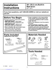 GE Monogram ZET2 Installation Instructions Manual