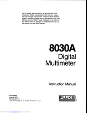 Fluke 8030A Instruction Manual