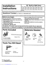 Kenmore 911.41889 Series Installation Instructions Manual