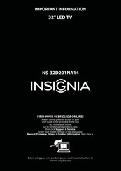 Insignia NS-32D201NA14 Important Information Manual