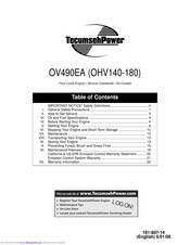 Tecumseh OHV140 Operator's Manual