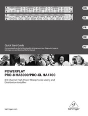 Behringer Powerplay Pro-XL HA4700 Quick Start Manual