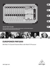 Behringer EUROPOWER PMP2000 Quick Start Manual