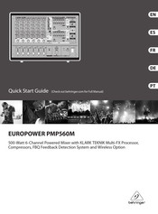 Behringer EUROPOWER PMP560M Quick Start Manual