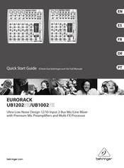 Behringer EURORACK UB1002FX Quick Start Manual
