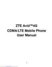 zte Avid 4G LTE User Manual