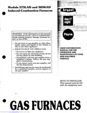 Bryant 383KAD User's Information Manual For Operation And Maintenance