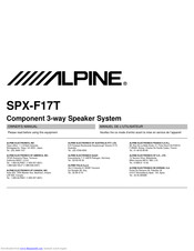 Alpine SPX-F17T Owner's Manual