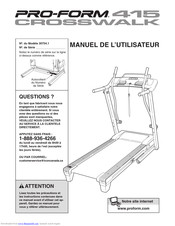 Pro-Form 415 Crosswalk Treadmill Manuel De L'utilisateur