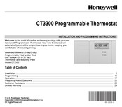 Honeywell MagicStat CT3300 Installation And Programming Instructions