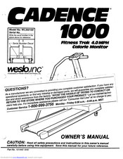 Weslo Cadence 1000 Manual