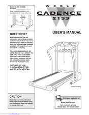Weslo Cadence 215s Treadmill Manual