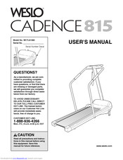 Weslo Cadence 815 Treadmill User Manual