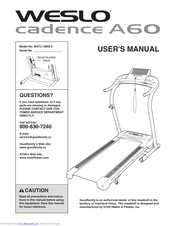 Weslo Cadence A60 Treadmill User Manual