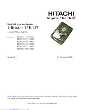 Hitachi Ultrastar 15K147 Specifications