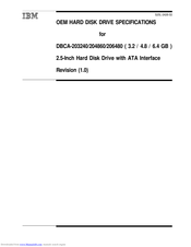 IBM DBCA-206480 - Travelstar 6.4 GB Hard Drive Specifications