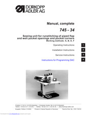 Durkopp Adler 745-34 Manual